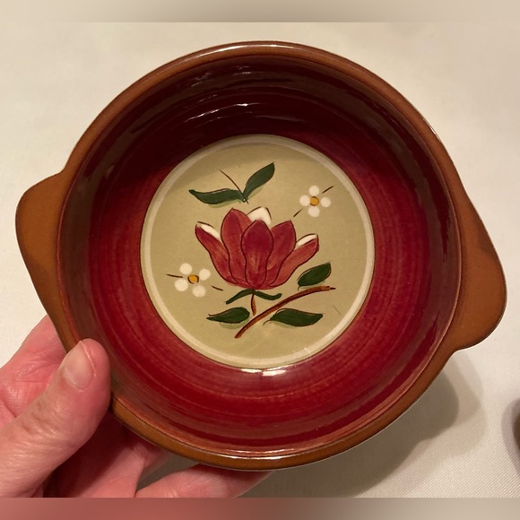 Stangl Pottery 'Magnolia' Lugged Soup Bowls Set 3 Vintage Mid Century Modern - Picture 1 of 7